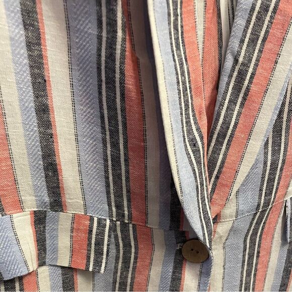Laundry by Shelli Segal Boyfriend Blazer Linen Blend Striped Size Medium - Picture 5 of 7